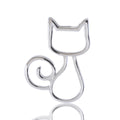 Minimal Outline Cat Brooch in 2 Color Styles Metal Pin view 2