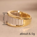 Two Tone Gold Rim Silver Fluted Band Finger Ring Alloy view 4