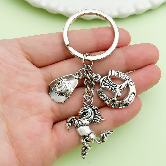 Western Cowboy Charm Keychains Featuring Cat Across 30 Pictured Variations
