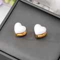 Gold Tone Double Heart Enamel Clip-On Earrings in Four Colors view 3