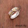 Dual-Tone Heart Accent Wave Texture Band Ring Sizes 6-10 view 4