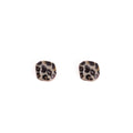 Four Brown Leopard Print Small Round Stud Earrings view 5