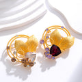 Gold Tone Butterfly Wreath Crystal Two Designs Metal Brooch Pin view 4