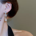 Crystal Wheat Leaf and Teardrop Dangle Earrings Fashion Earrings view 3