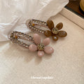 Brown Translucent Flower Crystal Hair Clip With Unlisted Pink Version view 2