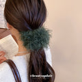 Fuzzy Plush Curly Scrunchie Hair Tie Band 4 Colors view 4