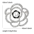 Open Crystal Camellia Brooch in Silver or Rose Gold With Pearl view 6