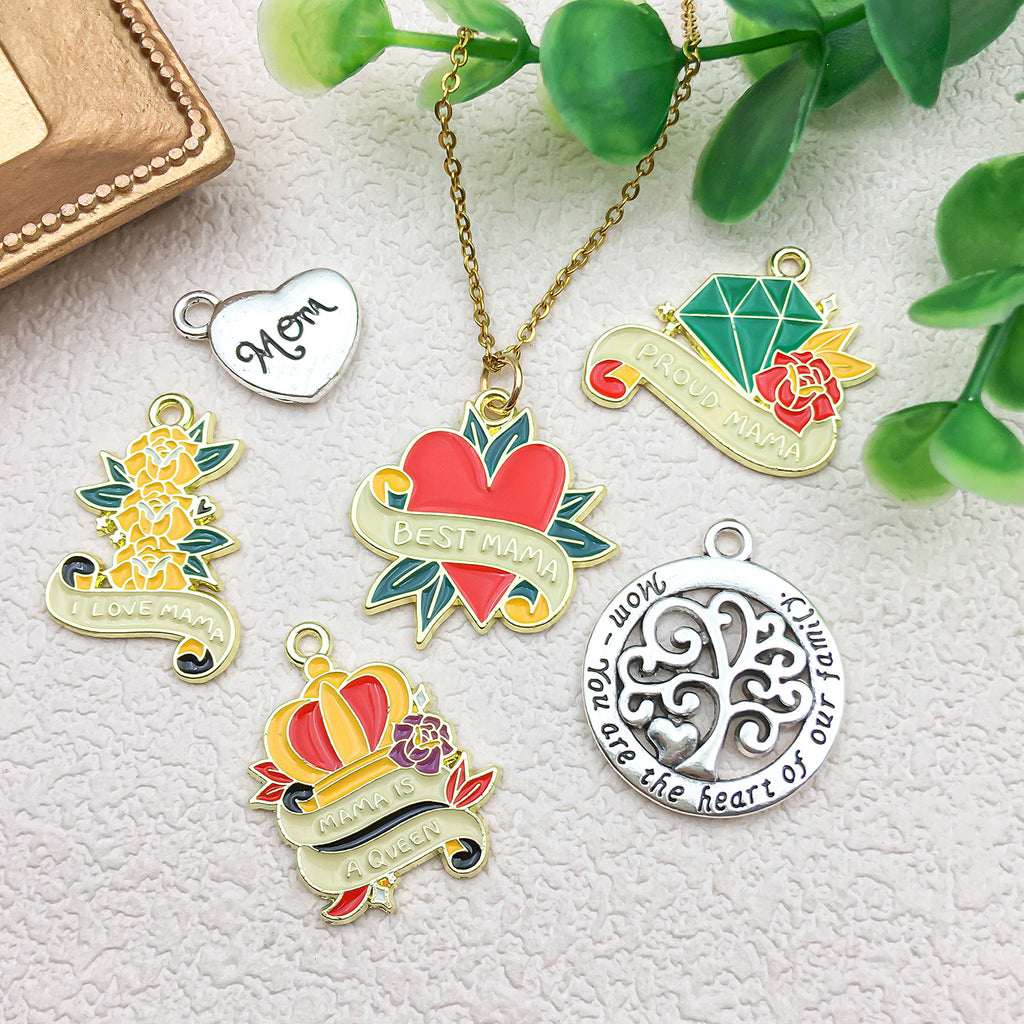 Enamel Zinc Alloy Mothers Day Sweet Gift charm pendants for DIY bracelets necklaces keychains