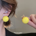 Glossy Colorful Oversized Round Ball Stud Earrings view 4