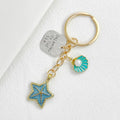 Gold Tone Seashell Starfish Charm Keychain With Faux Pearl view 8