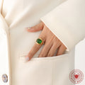 Gold And Steel Green Crystal Open Rings Multi Size view 3