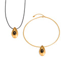 Teardrop Agate Pendant Necklace Braided Cord Or Snake Chain view 5