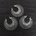 Ornate Fan Shaped Pendants in Two Antique Silver Designs view 3