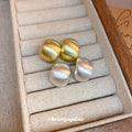 Brushed Curved Stud Earrings in Three Metallic Finishes view 1
