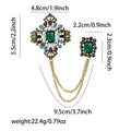 Baroque Double Chain Brooch With Pearl and Rectangular Jewels view 5