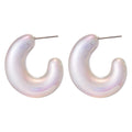 Iridescent Chunky U Shaped Stud Earrings with Polished Metal Details view 5