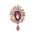 Red Gold Tone Flower Crystal Four Designs Metal Brooch Pin view 1