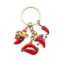 Gold-Tone Keychain with Four Red Chili Pepper and Lips Charms view 5