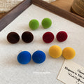 Round Flocked Fabric Stud Earrings In Four Colors For Distinctive Statement Styling view 3