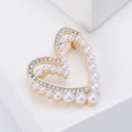 Open Heart Pearl Rhinestone Brooch Gold Silver Tone view 4