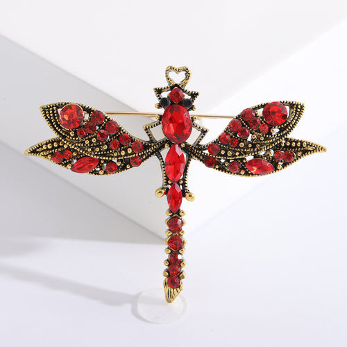 Crystal Dragonfly brooch angled display showing the raised details
