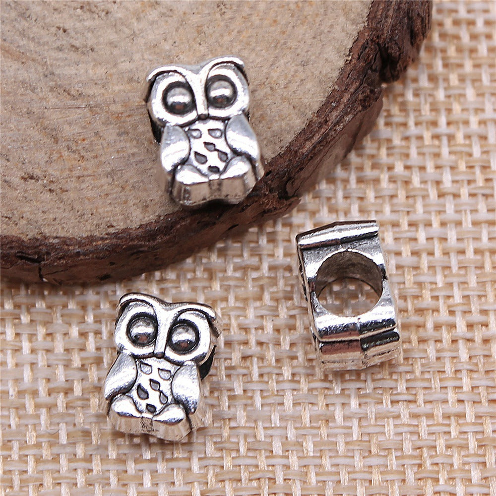 11x8.9x7.5mm 2.3g Multicolor Zinc Alloy Owl Large Hole Cat Beads for European Bracelet DIY Jewelry Making
