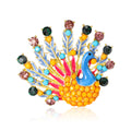 Colorful Crystal Peacock Brooch With Bright Enamel Fan Tail view 5