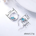 Silver Tone Turtle Hoop Earrings Blue Teardrop Accents view 4