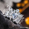 Pear-Shaped Solitaire Floral Cluster Extra-Wide Ring In Silver Tone view 4