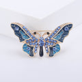 Enamel Butterfly Brooch Rhinestone Wings Purple or Blue Finish view 7
