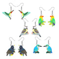 Silver Tone Colorful Resin Bird Novelty Hook Earrings view 5
