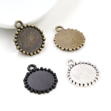 Small Scalloped Round Pendant Bezels in Three Finishes