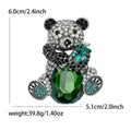 Jeweled Panda Brooch Holding Blue or Green Faceted Crystal view 7