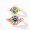 Rose Gold Tone Iridescent Round Stone Leverback Earrings view 4