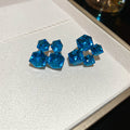 Blue Geometric Crystal Stud Earrings in Two Distinct Styles view 6