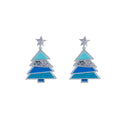 Blue Christmas Tree Star Earrings Glitter Acrylic Drop view 5