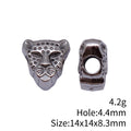Three Finish Leopard Head Large Hole Bead Metal Jewelry Making Component view 3