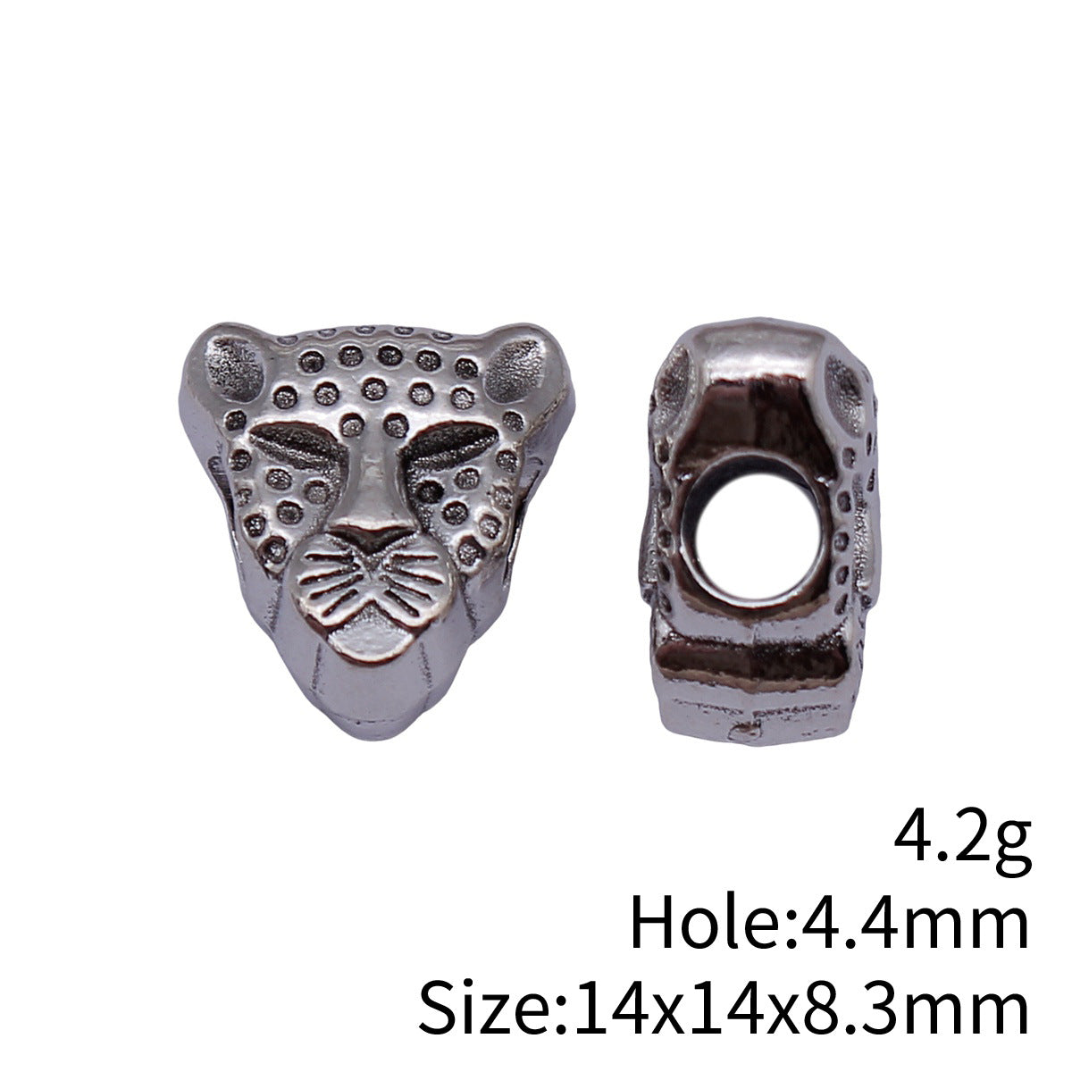 14x14x8.3mm 4.2g Multicolor Zinc Alloy Leopard Head Large Hole Beads for Bracelet Jewelry Making