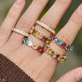 Gold Tone Multicolor Eternity Band Rings Three Designs view 3
