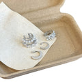 Layered Pearl and Crystal C-Shaped Statement Ear Cuffs view 5