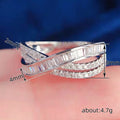 Baguette And Round Stone Crisscross Multi-Rail Ring In Silver Tone view 4