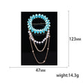 Crystal Circle Brooch with Pearl and Draped Chains view 5