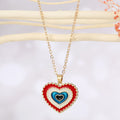 Gold Tone Layered Heart Evil Eye Pendant Necklaces in Four Colors view 3