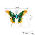 Green Gold Tone Butterfly Enamel Pearl Look Metal Brooch Pin view 2