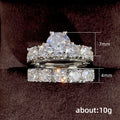 Silver Tone Dual Stack Round CZ Engagement Ring Set view 5