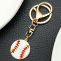 White Baseball Ball Metal Lobster Clasp Keychain Charm view 3