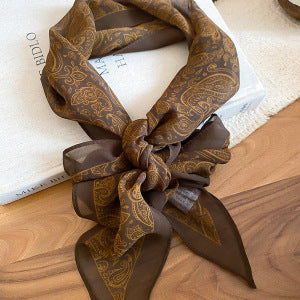 Brown Paisley Fabric Scarf Necklace Fashion Jewelry