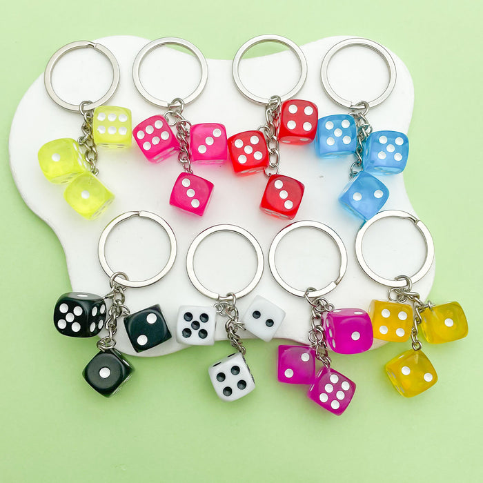 Dice Charm Keychains Featuring White Dice Across 10 Pictured Variations