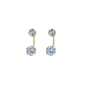 Gold Dual Wear Round Crystal Jacket Stud Earrings Set view 5