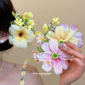 Fabric Flower Side Hair Clips Cosmos And Peony Six Styles view 2